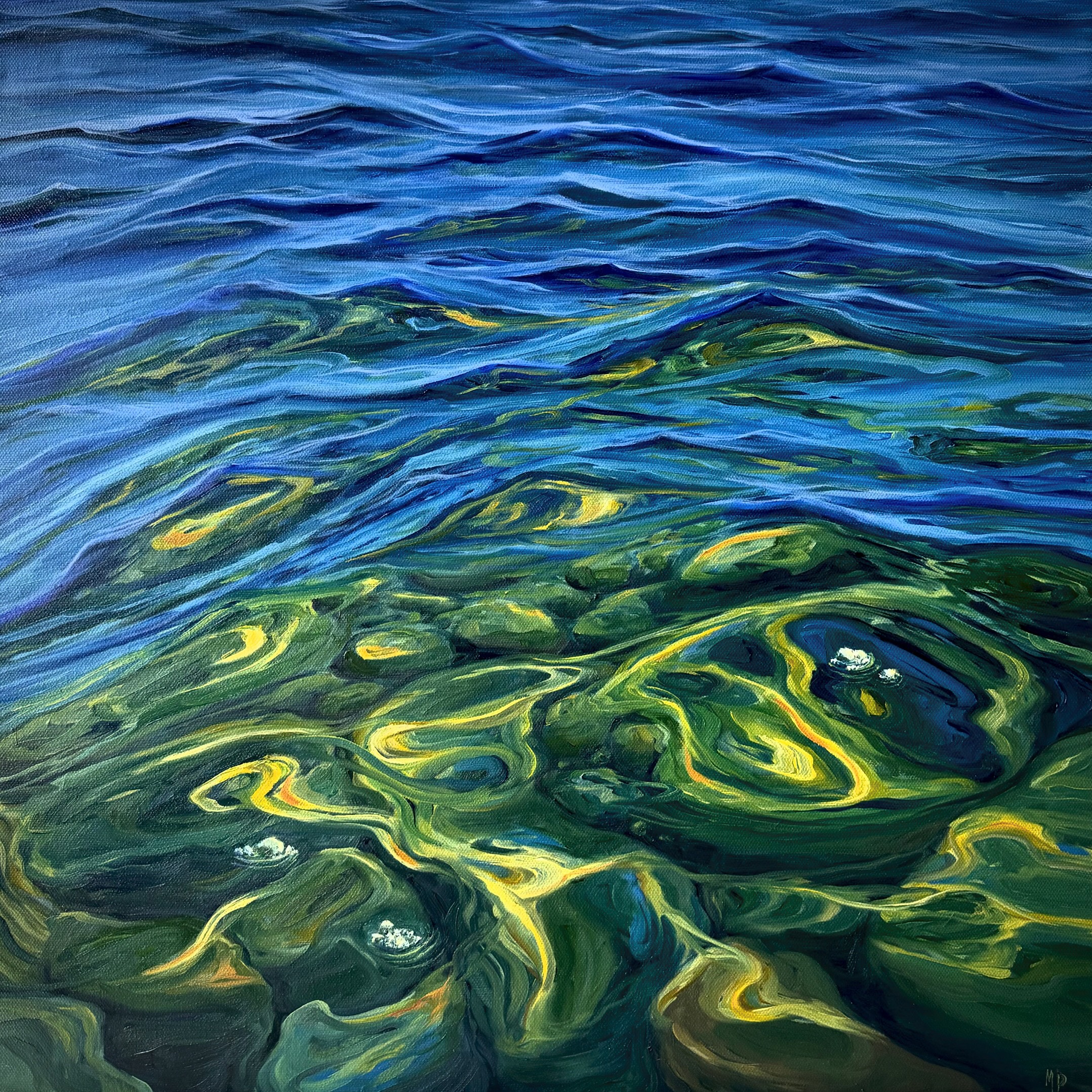 green rocks painting